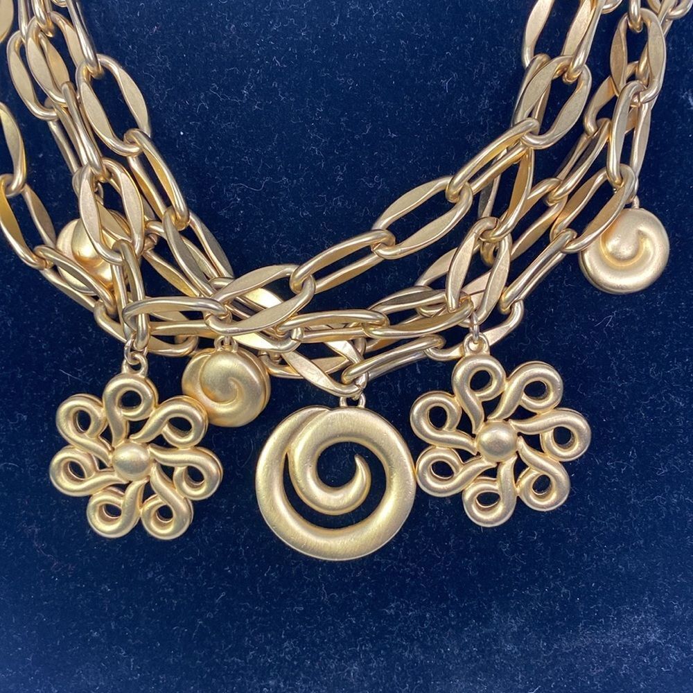 Givenchy Gold With Charms Multi Strands Statement Necklace. - Picture 2 of 11